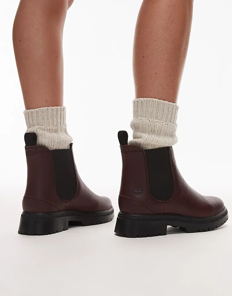 Ботинки челси Timberland Cambria Valley на массивной подошве из бордовой кожи — фото 3