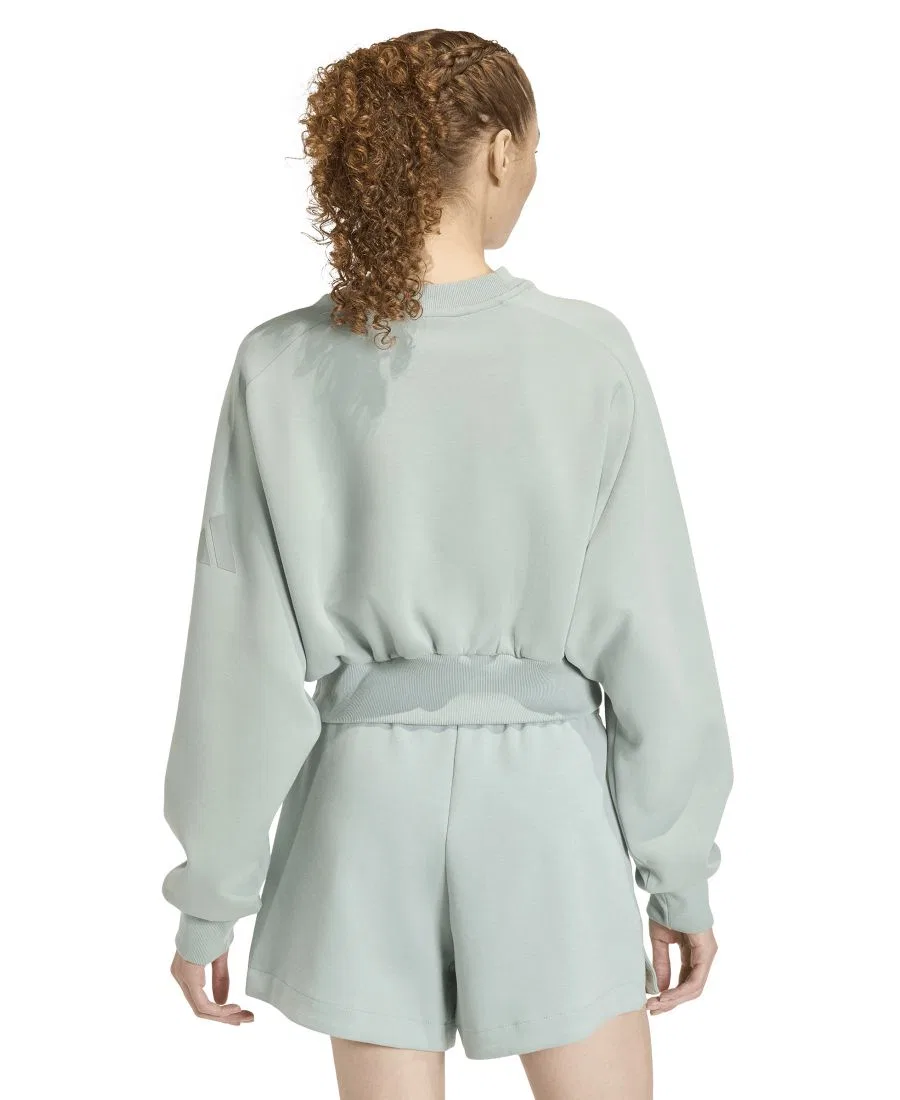 Женская мягкая толстовка Soft Lux с круглым вырезом свободного кроя adidas, Wonder Sage — фото 4