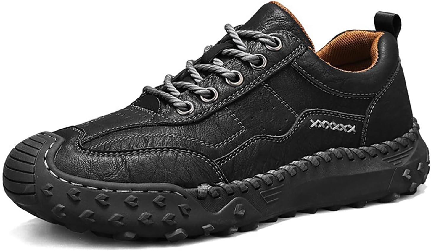 

Мужские лоферы ручной работы с шнуровкой, классические кожаные, противоскользящие, с круглым носком, кроссовки для улицы, легкие, дышащие, для прогулок, вождения и делового стиля Mviobuy, черный