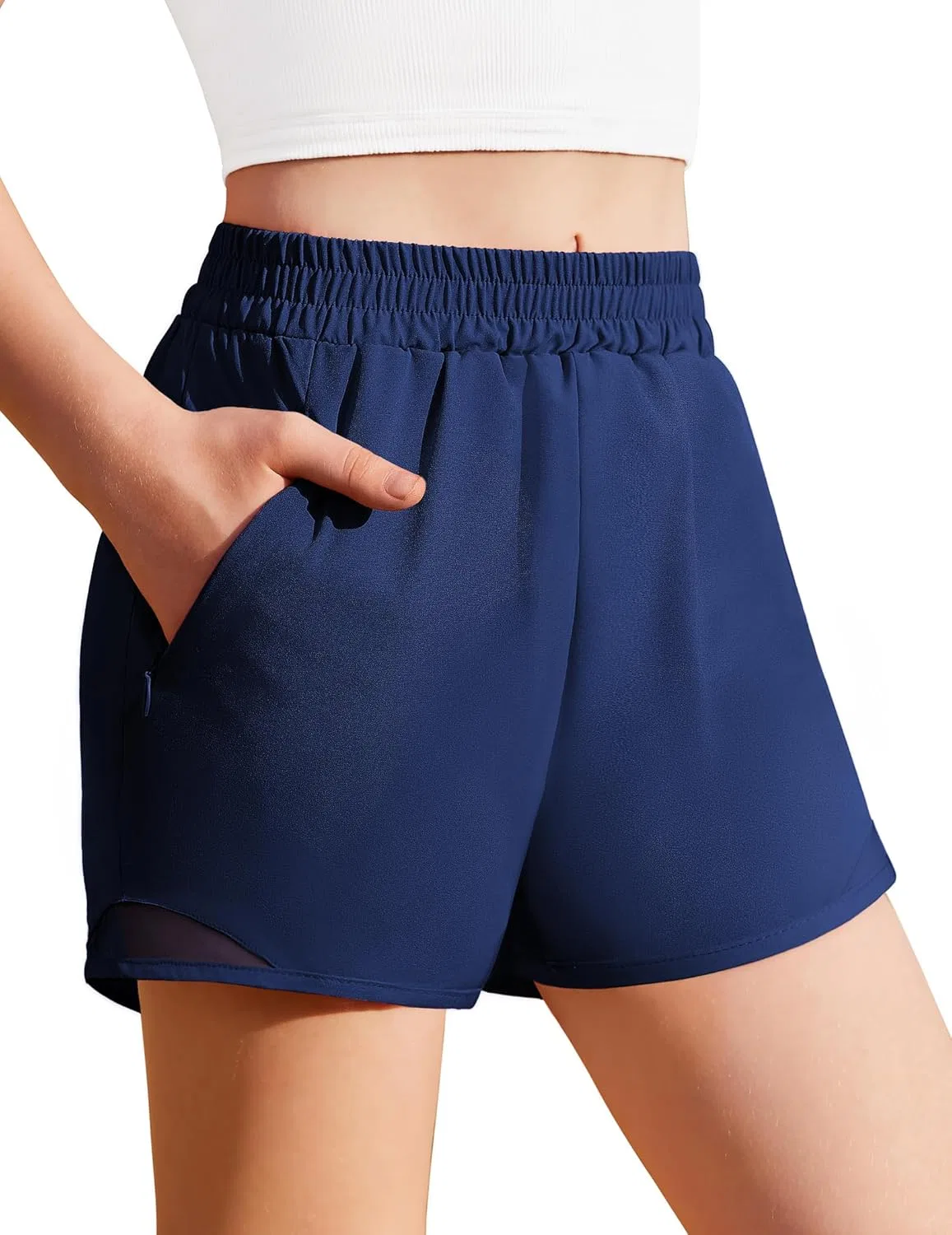 Детские шорты для бега с карманами на молнии Zaclotre, Navy Blue