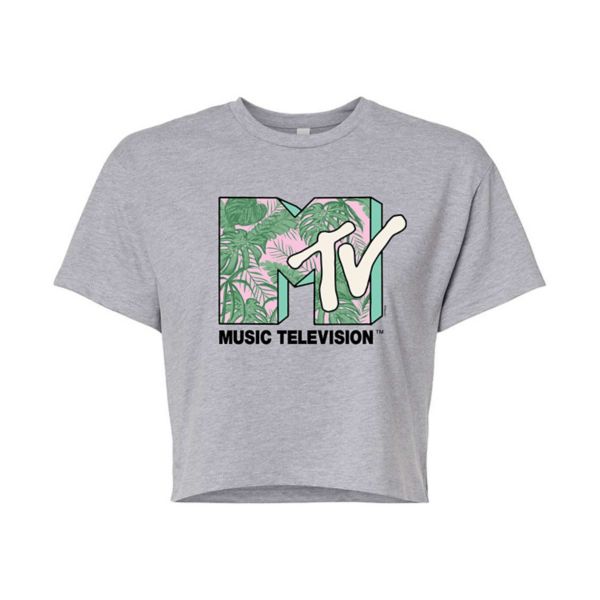 

Детская укороченная футболка MTV с тропическими листьями Licensed Character, серый