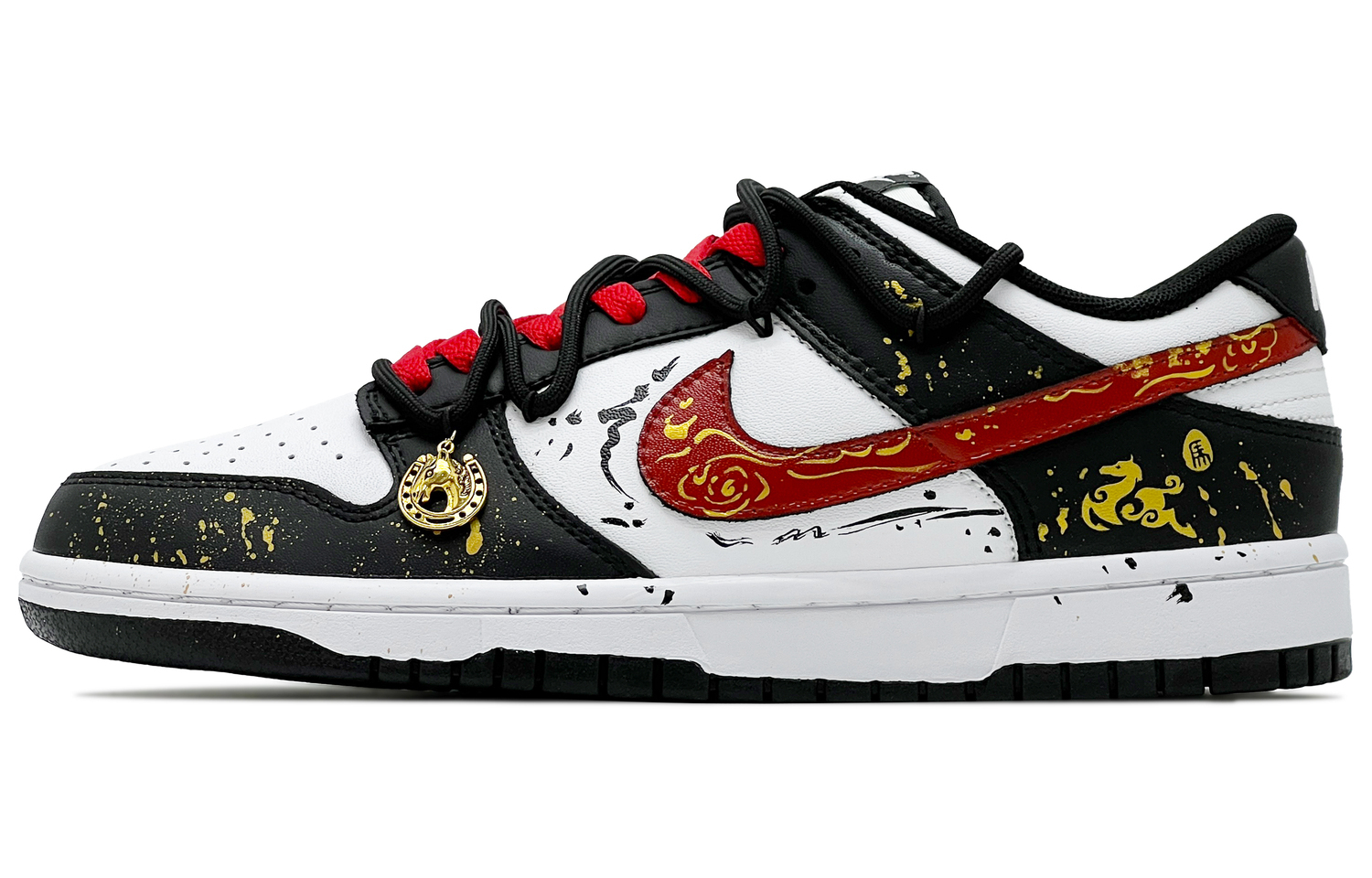 

Nike Кроссовки для скейтбординга Dunk Leather Abrasion Resistant низкие, Unisex, черно-бело-красные