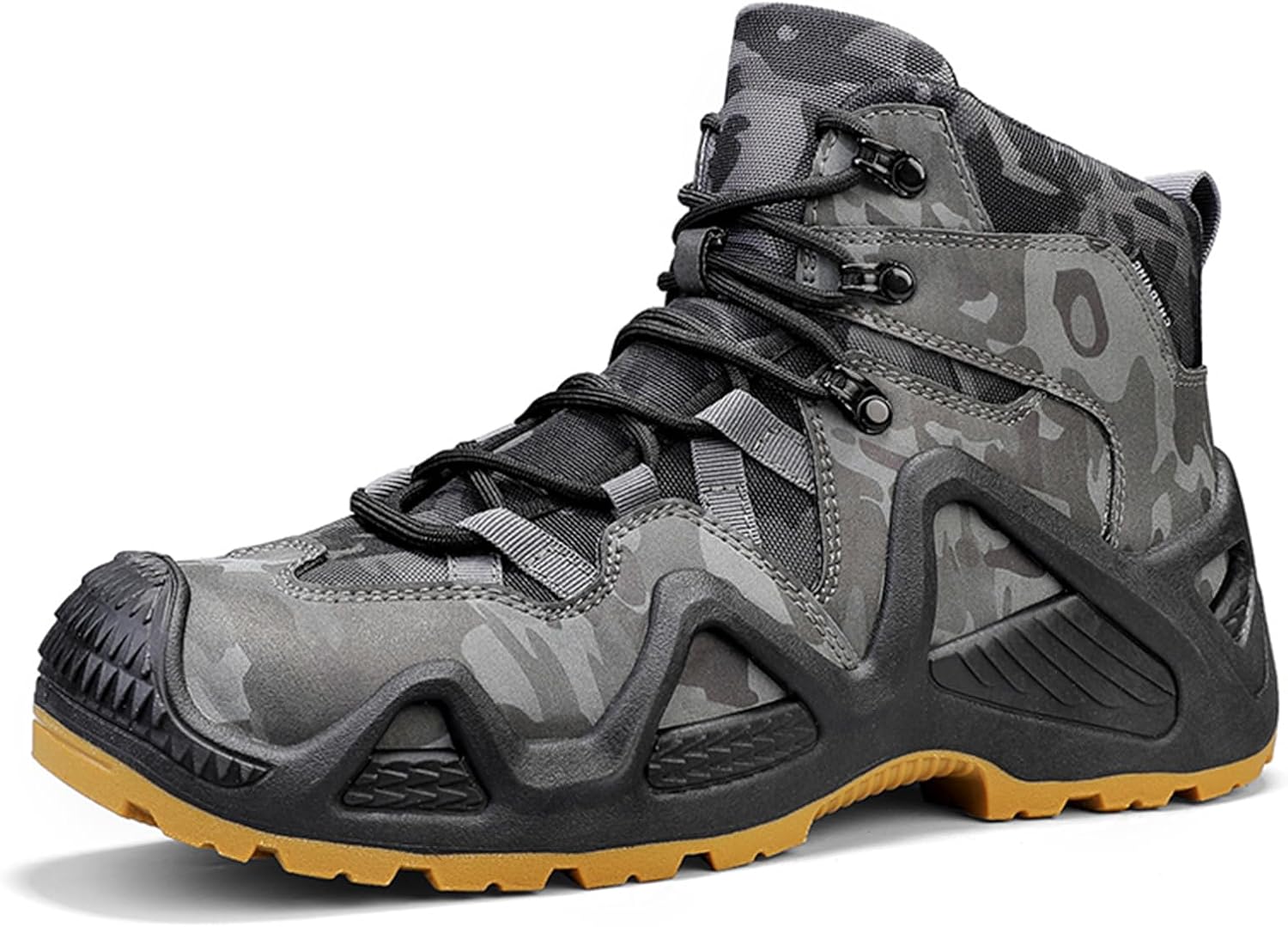 

Мужские походные ботинки TengfeiFly средней высоты с шнуровкой, камуфляжные, черный