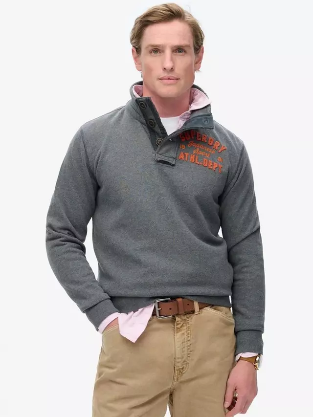 

Толстовка Superdry Vintage Athletic Henley, цвет charcoal/marl