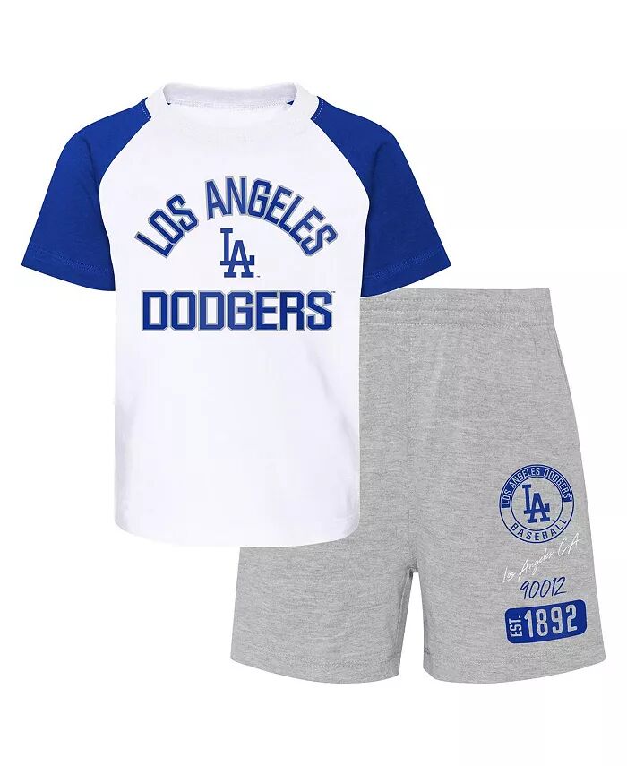 

Комплект из футболки и шорт реглан Los Angeles Dodgers Ground Out Baller для мальчиков и девочек белого и серого цвета Outerstuff