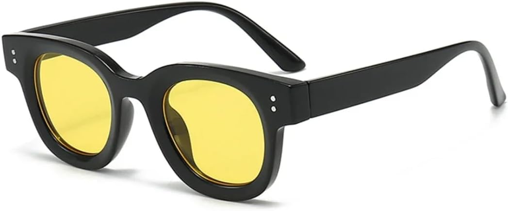 

Солнцезащитные очки с защитой UV400 | Круглые желтые заклепки в стиле панк | для женщин и мужчин, для занятий спортом на открытом воздухе и вождения DSVIGF, Black Yellow