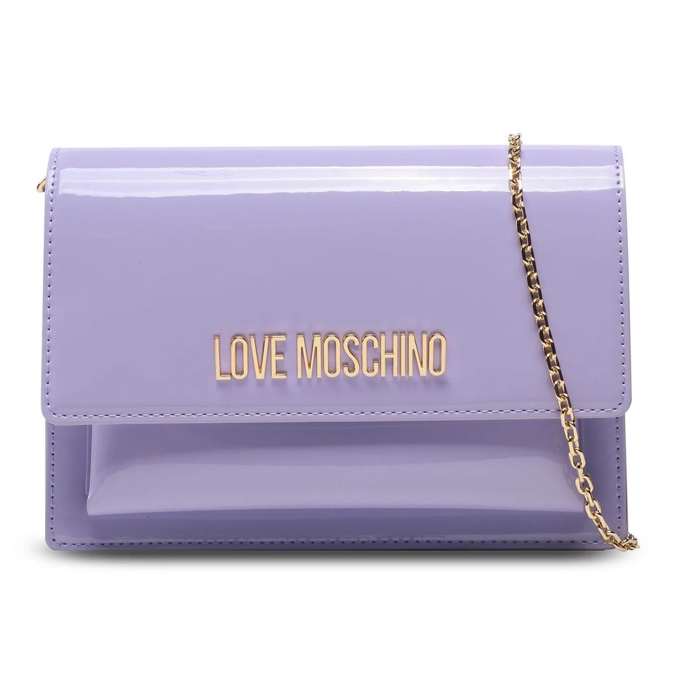 

Элегантная фиолетовая сумка через плечо с золотыми акцентами LOVE MOSCHINO