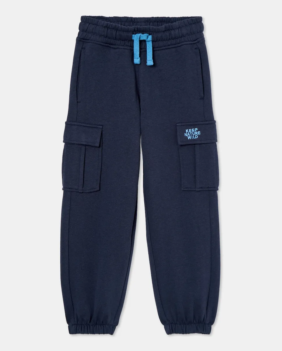 

Детские однотонные трикотажные брюки карго Kids El Corte Inglés, темно-синий