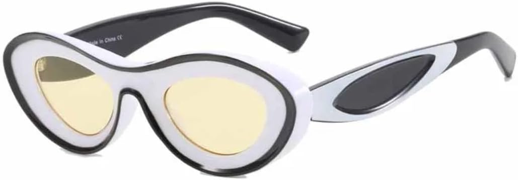 

Солнцезащитные очки в овальной оправе для женщин, модные очки «кошачий глаз», очки с защитой от УФ-излучения UV400, винтажные солнцезащитные очки для мужчин VVTWSSW, White