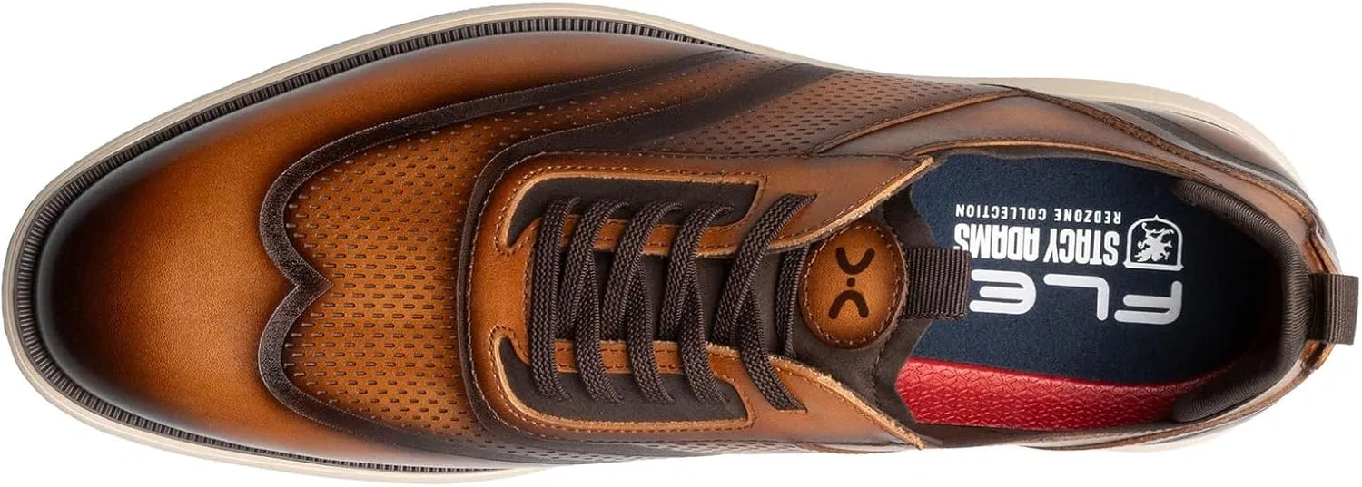 Мужские оксфорды Stacy Adams Edgewood Wingtip на эластичной шнуровке, Cognac — фото 2