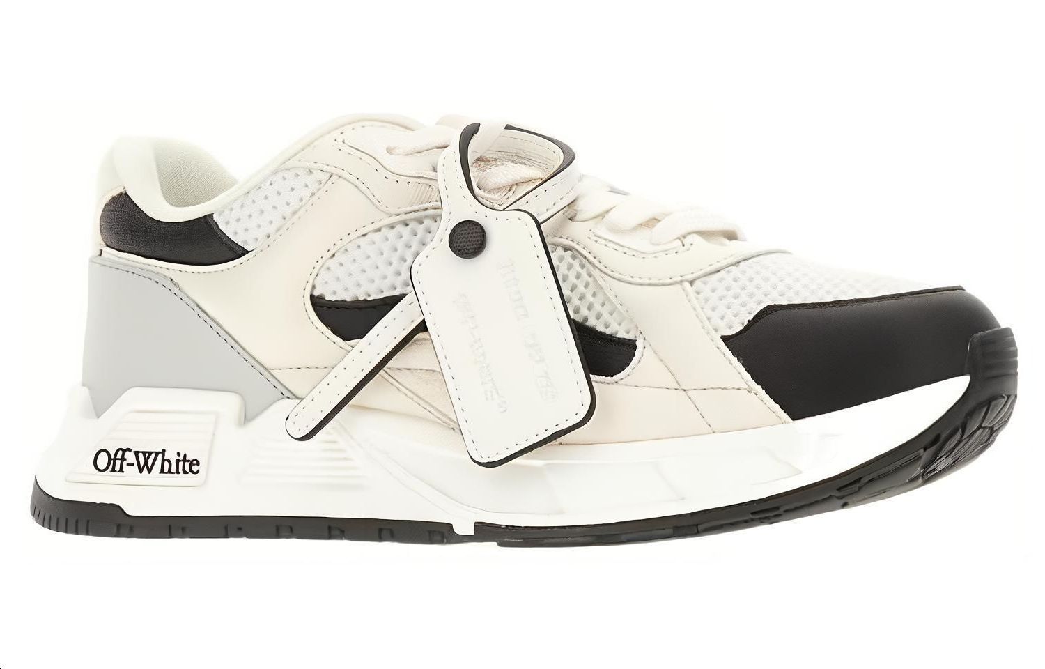 OFF WHITE Kick Off Кожаные Кроссовки Женские OFF-WHITE, Белый Серый Черный — фото 3