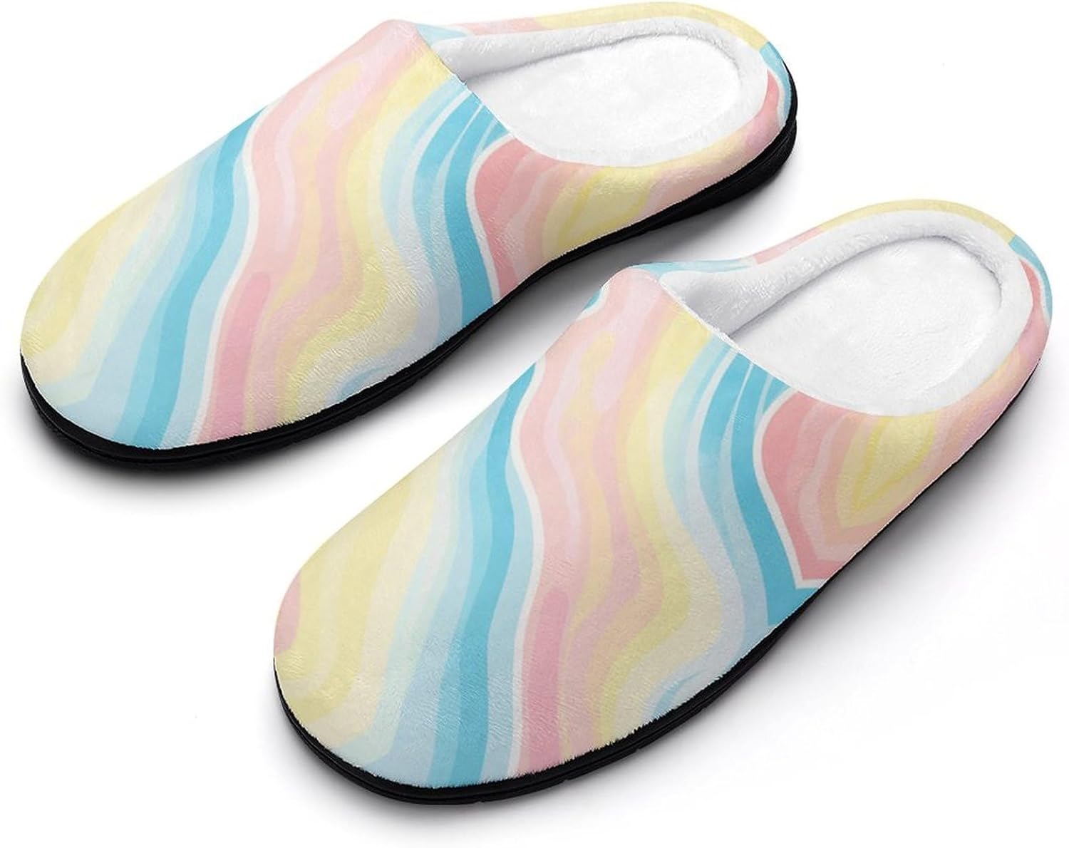 

Мужские хлопковые тапочки с цветочным и леопардовым принтом, для дома и улицы, теплые, уютные, мягкие, с нескользящей подошвой Daihanle, Watercolor Rainbow Abstract