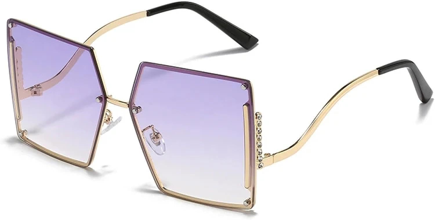 

Роскошные безободковые металлические солнцезащитные очки для женщин и мужчин в винтажном стиле, летние дорожные солнцезащитные очки с защитой от УФ-излучения UV400 TKKTLLT, Gold Gradient Purple