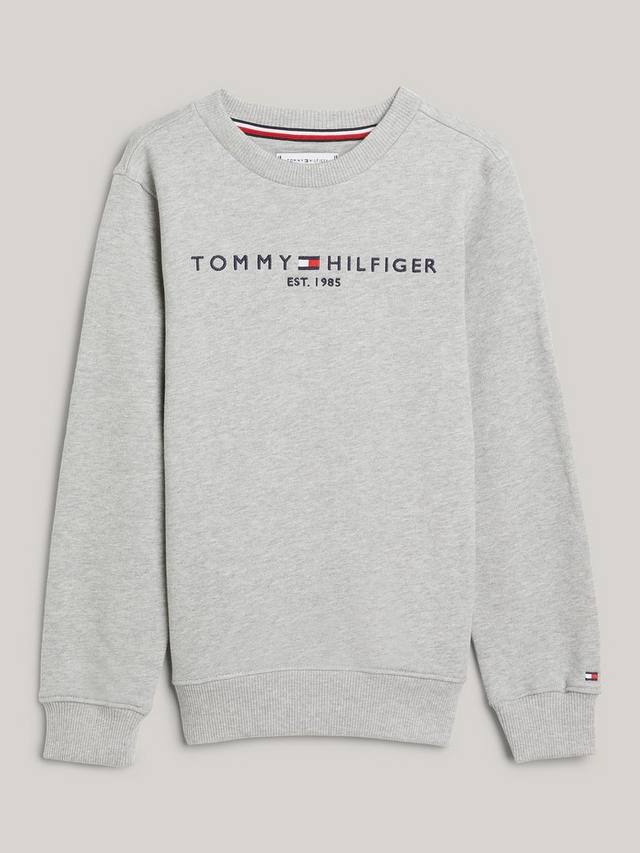 Детский базовый свитшот из органического хлопка с логотипом Tommy Hilfiger, Light Grey Heather — фото 3