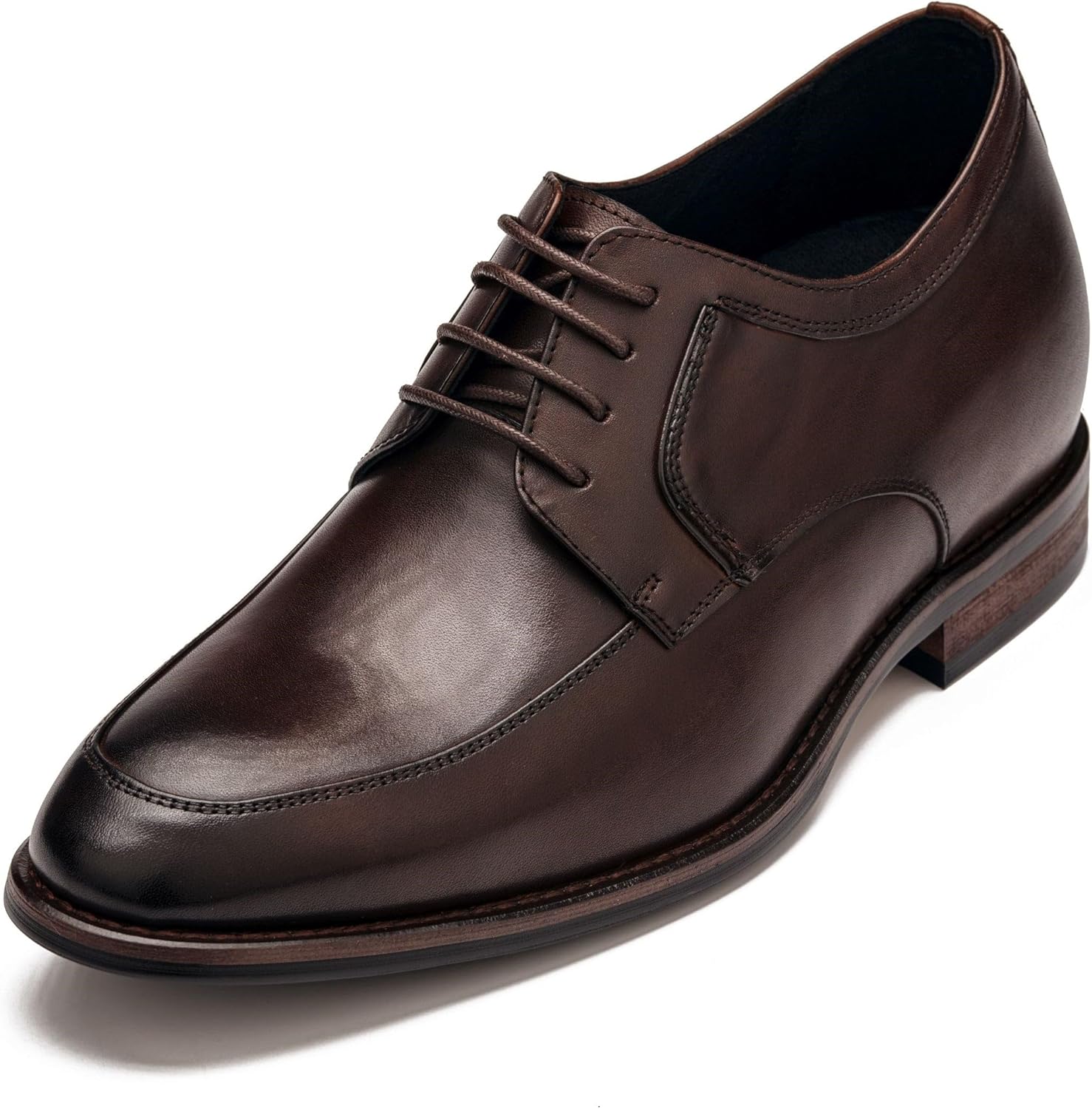 

Мужские невидимые обувные платформы CALTO - коричневая премиальная кожа, шнуровка, круглый носок, формальные дерби оксфорды - увеличение роста на 7 см - Y7427, размер 9 D(M) США