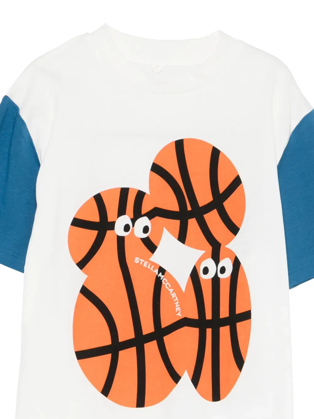 Футболка в стиле колор-блок с принтом баскетбола Stella McCartney Kids, белый — фото 3