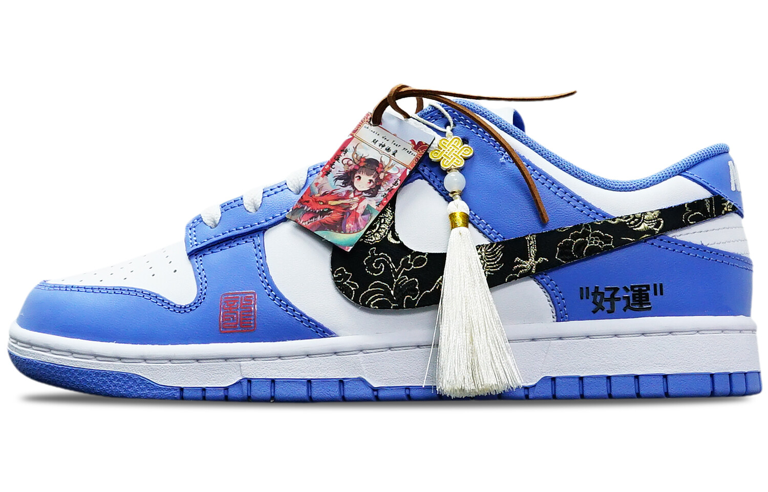 

Обувь для скейтбординга Nike Dunk унисекс, Gold dragon pattern on black background