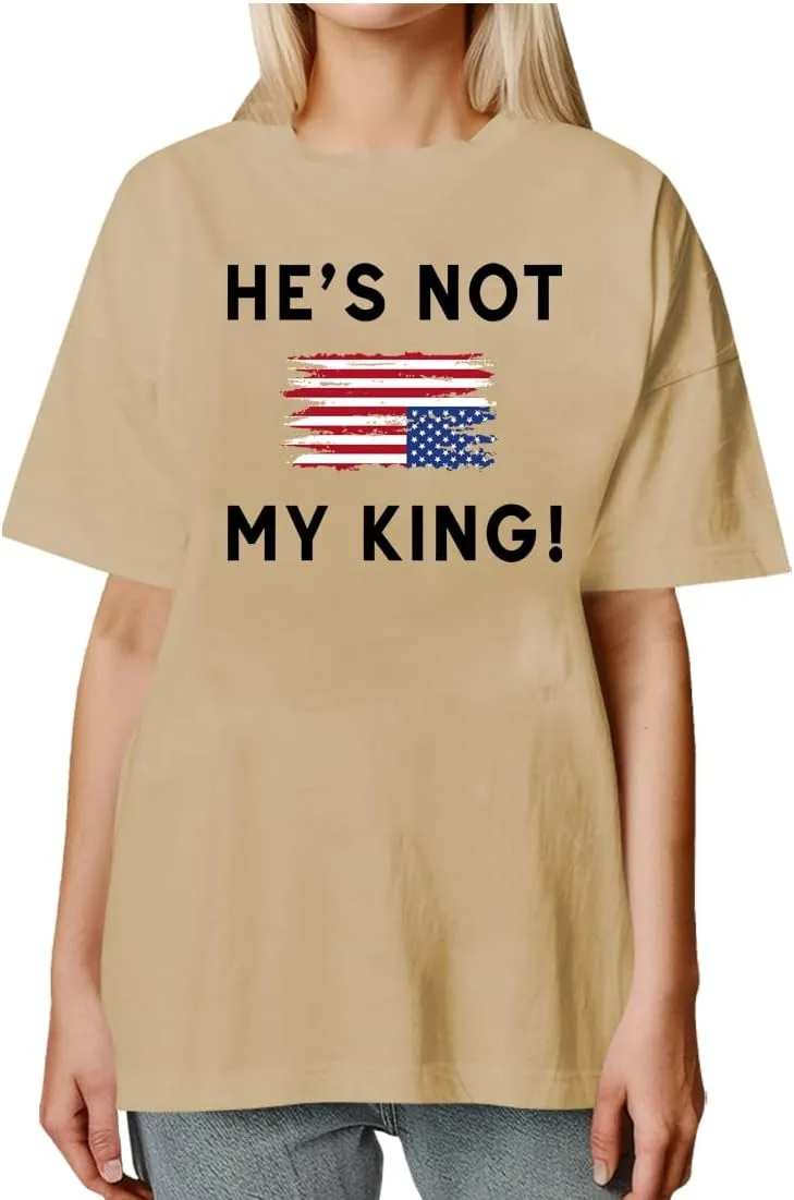 Футболка с принтом "He is Not My King", V-образный вырез, унисекс