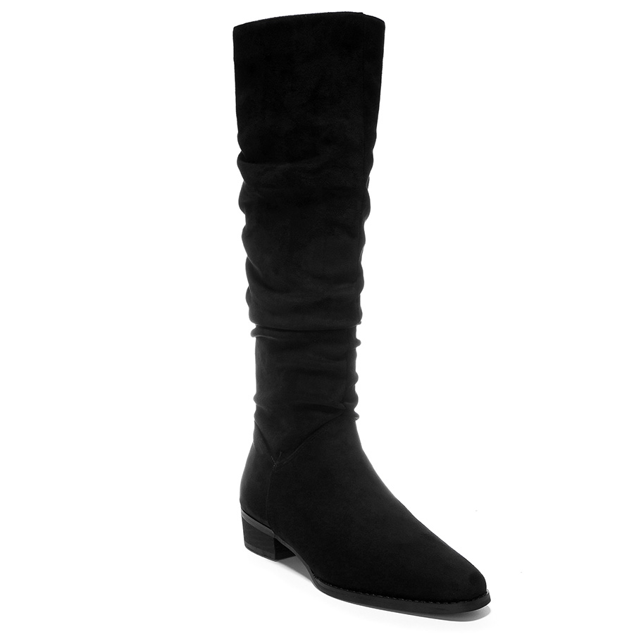 OMS Черные или хаки высокие сапоги до колена на каблуке, цвет Black High Heel over-The-Knee Style — фото 4