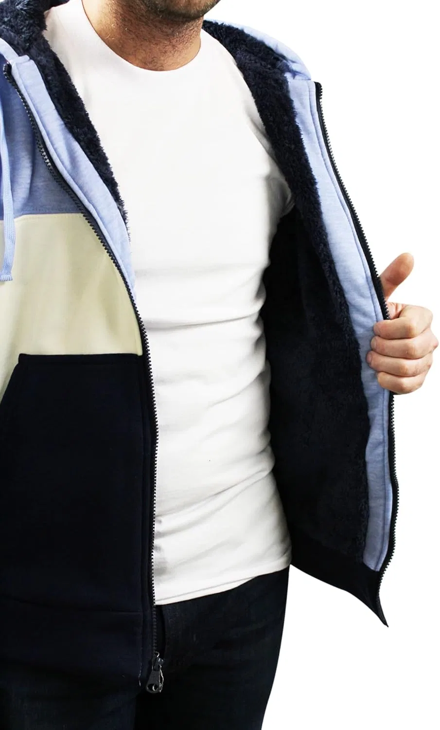 Мужская толстовка US Polo Assn. Uspa Uspa Color-block Full Zip Sherpa Hoodie U.S. POLO ASSN. — фото 2