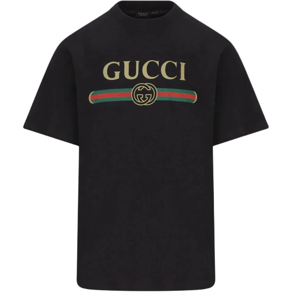 Футболка GUCCI с принтом логотипа, джерси, Black