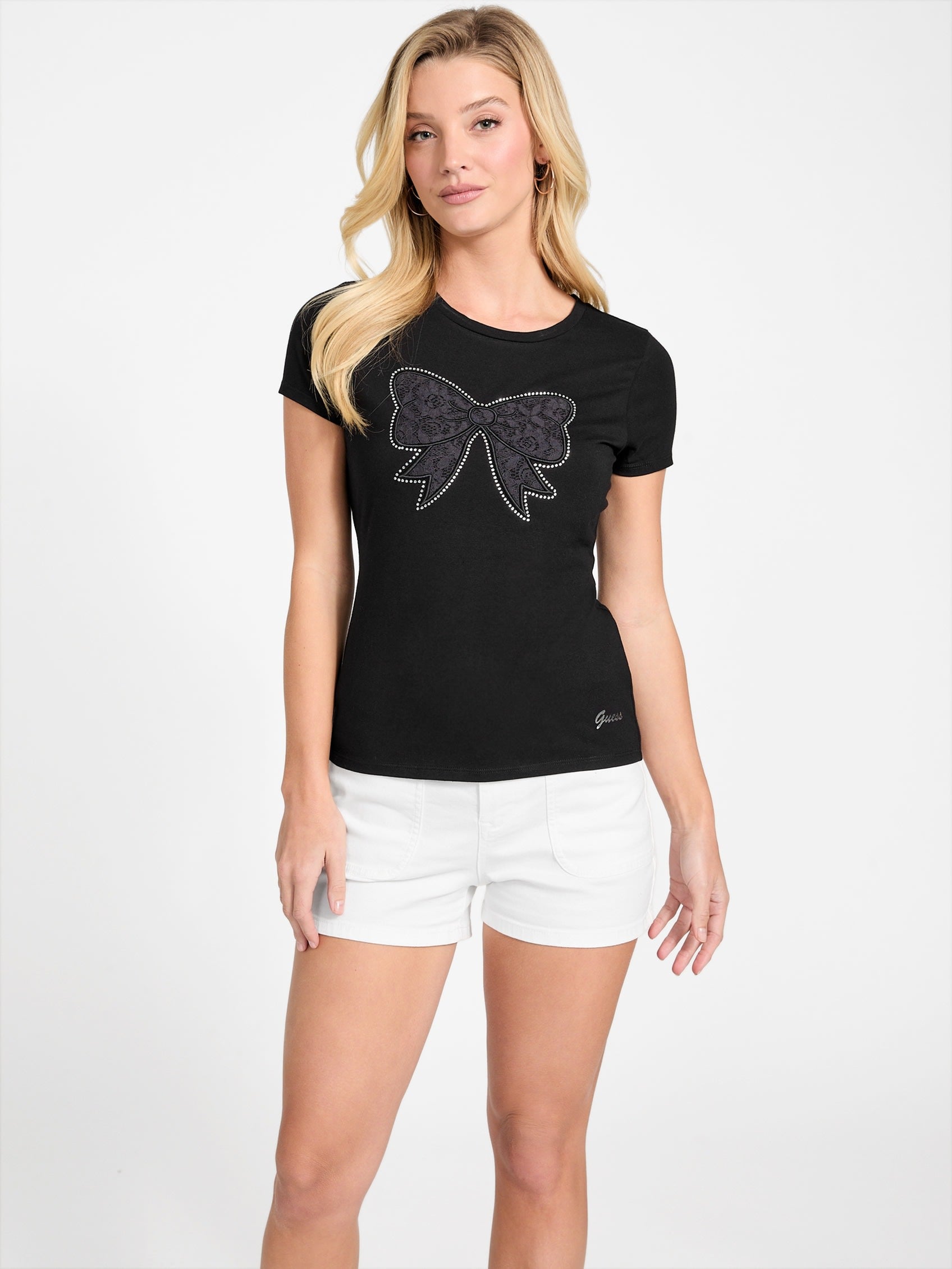 

Футболка с кружевом Eco Melany и бантом Guess Factory, черный