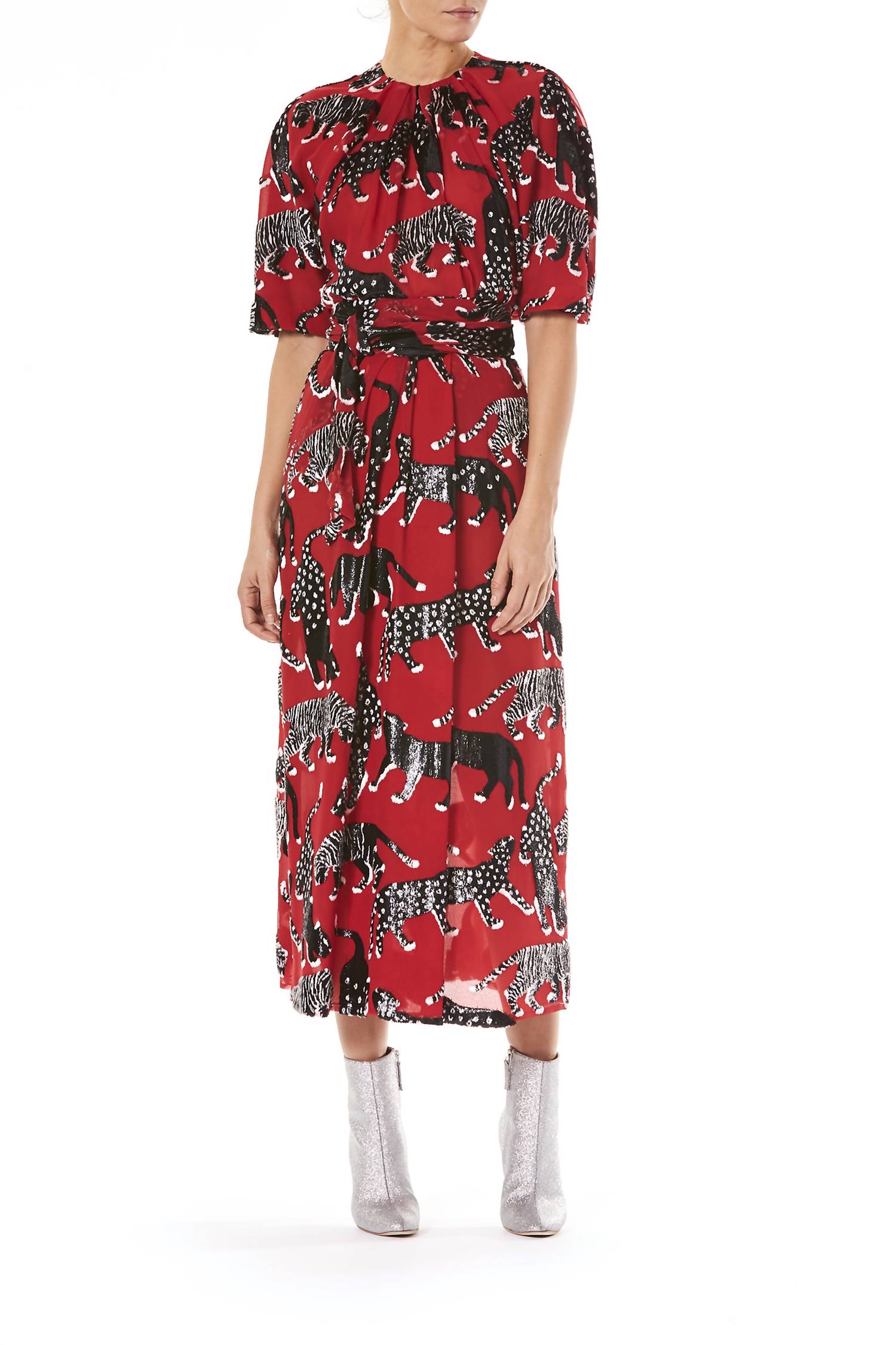

Блуза Silk Tigers Leopards в красном/черном цвете Carolina Herrera