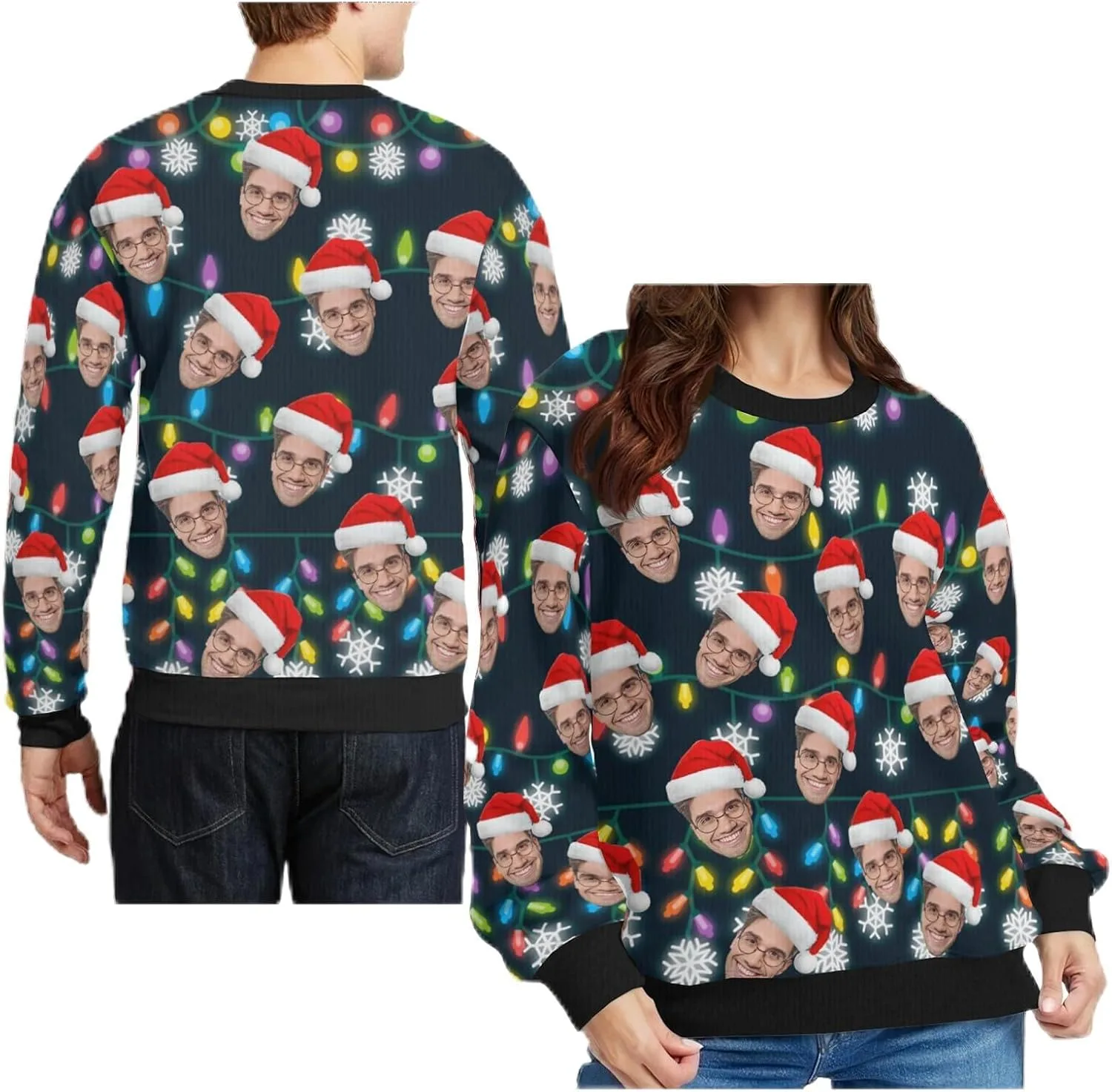 

Индивидуальный свитер с мордой собаки на Рождество для женщин и мужчин