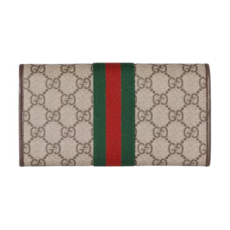 GUCCI Женский холщовый кошелёк Ophidia бежевый и тёмно-коричневый — фото 3