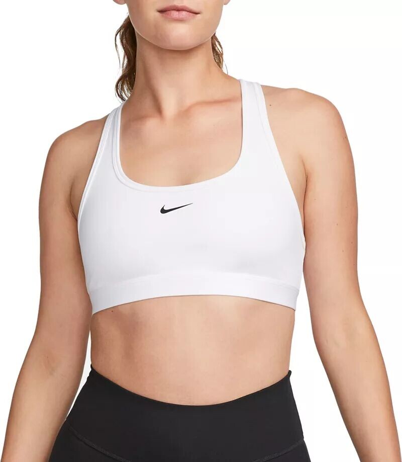 

Женский спортивный бюстгальтер без подкладок с легкой поддержкой Nike Swoosh Light, белый