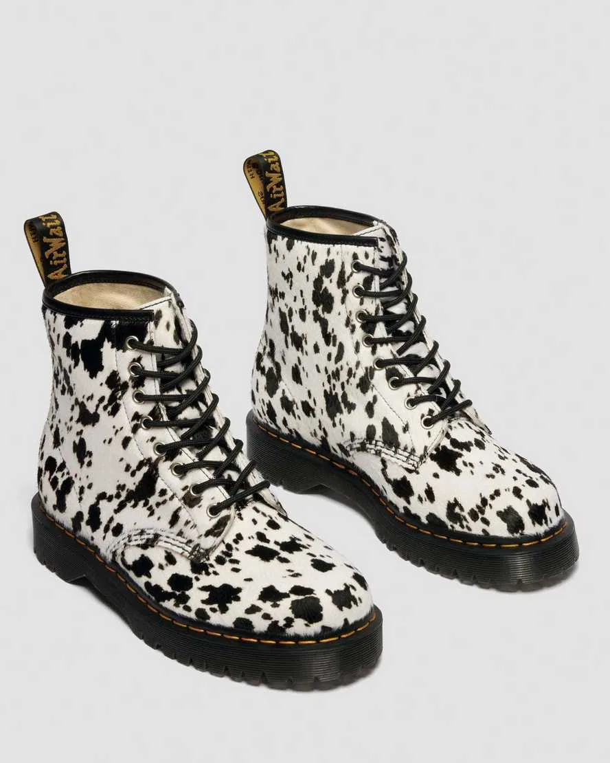 1460 Ботинки из кожи с мехом далматинца породы Бекс Dr Martens, Cream — фото 4