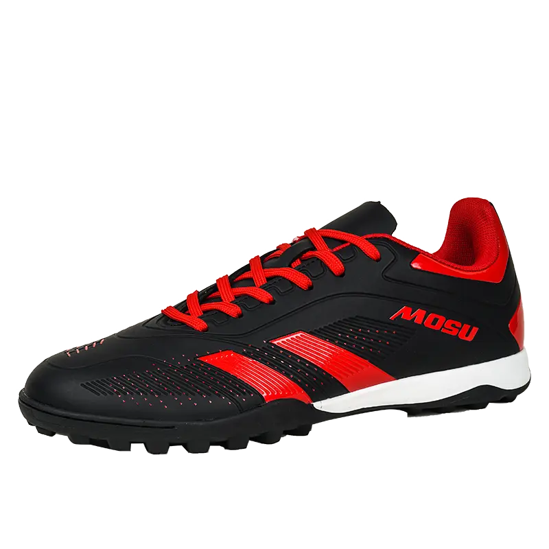 

TONYBEAR Скользоустойчивые износостойкие футбольные бутсы унисекс черно-красные для искусственного покрытия, цвет Black Red Turf