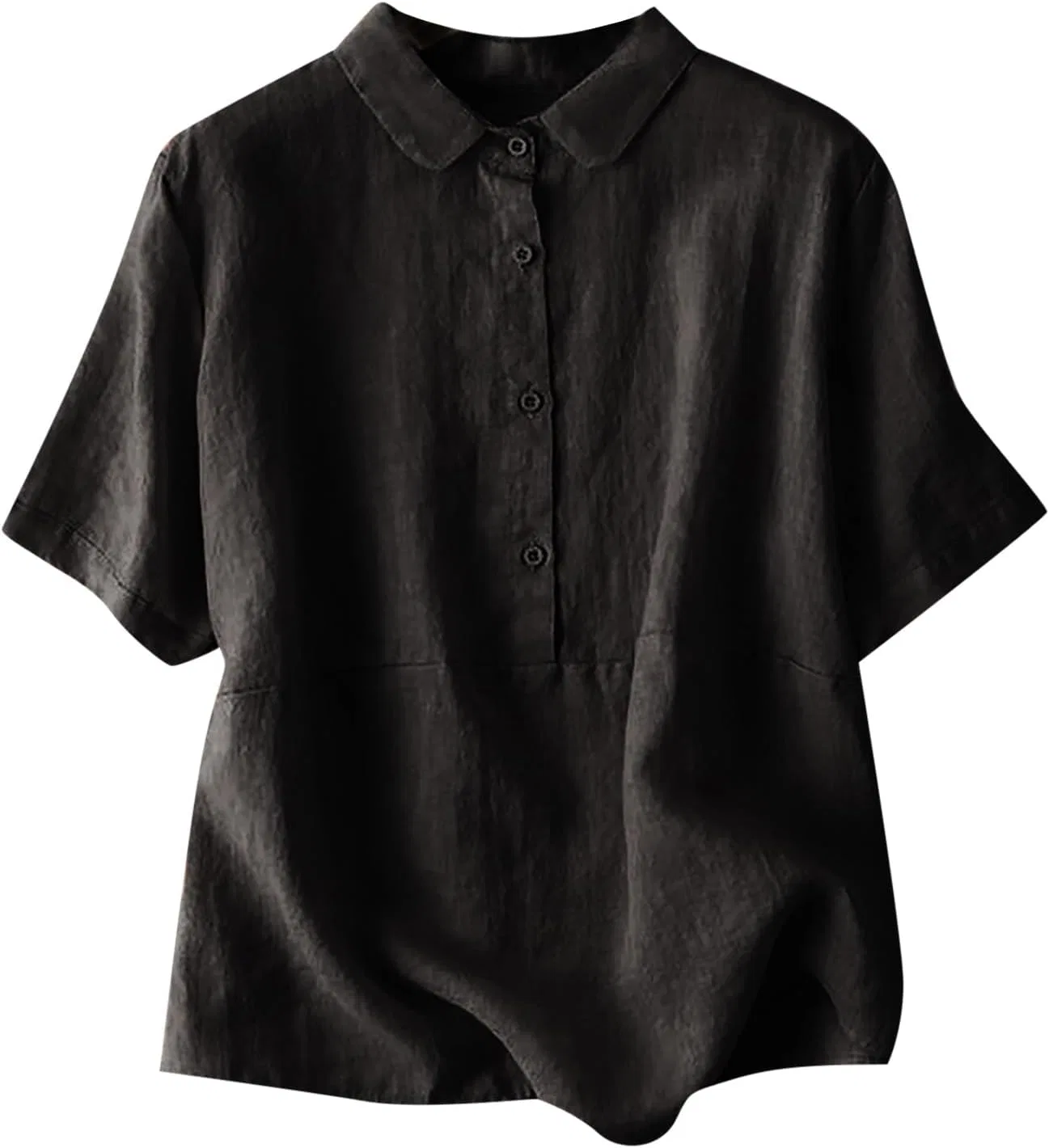Блуза, длинный рукав, повседневная, офисная, Button-down, черный