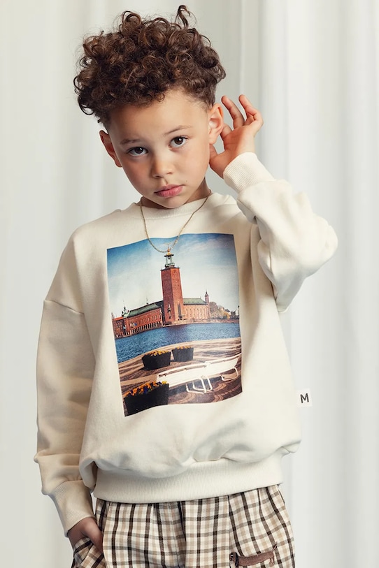 

Детская хлопковая толстовка City Hall Mini Rodini, бежевый
