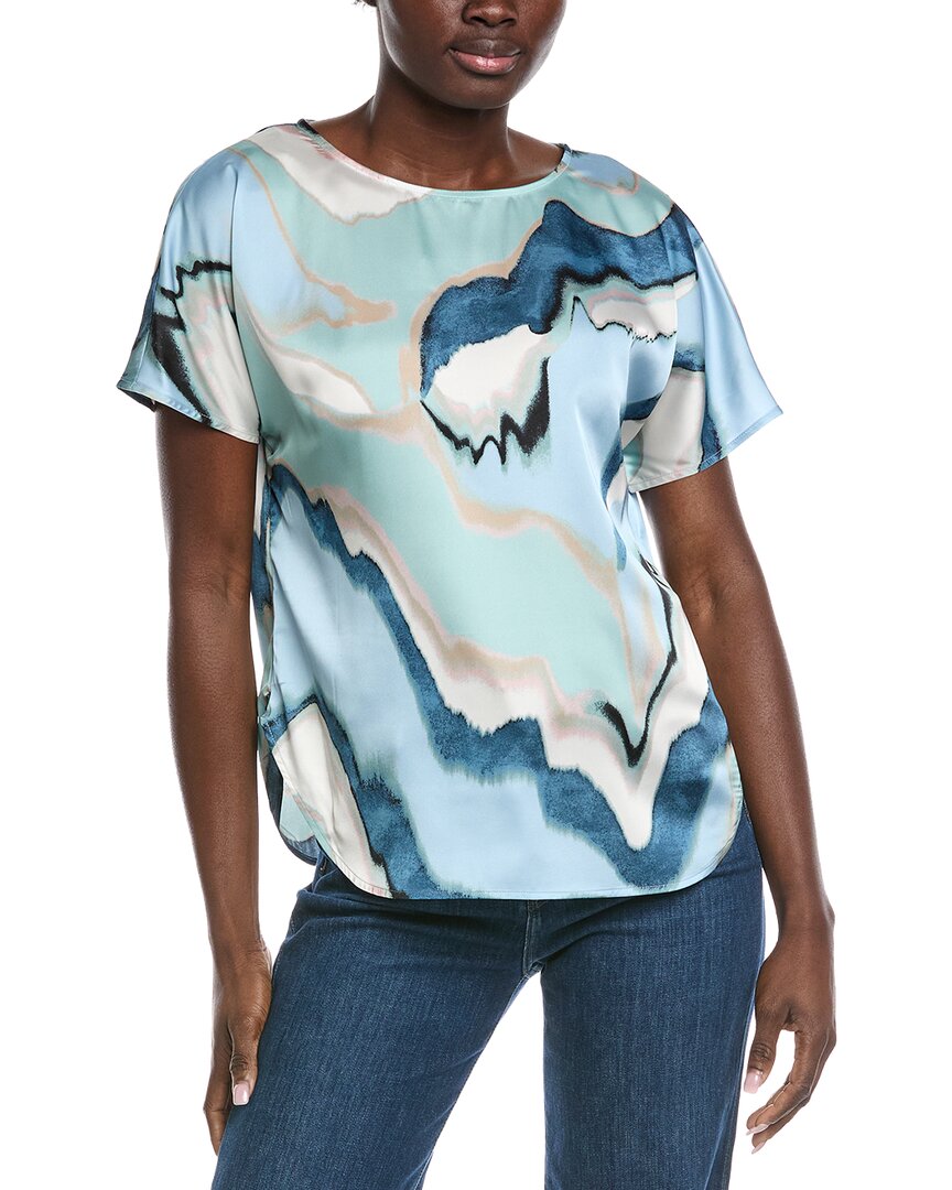 

Атласная блузка с воротником Anne Klein Bateau, синий