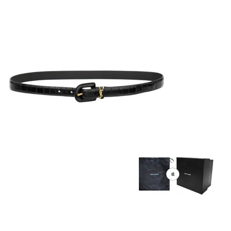 

SAINT LAURENT Кожаный ремень из латуни унисекс черный ширина 2cm