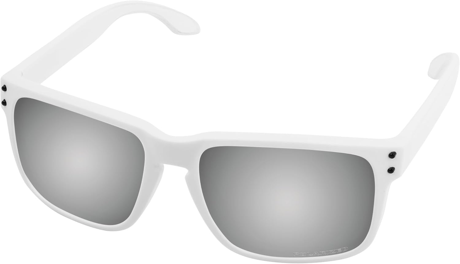 

Квадратные поляризованные солнцезащитные очки для мужчин и женщин, для активного отдыха, вождения, езды на велосипеде, с линзами, защищающими от УФ-излучения UV400 LenzReborn, White Frame Black Rivet Silver Grey Lens