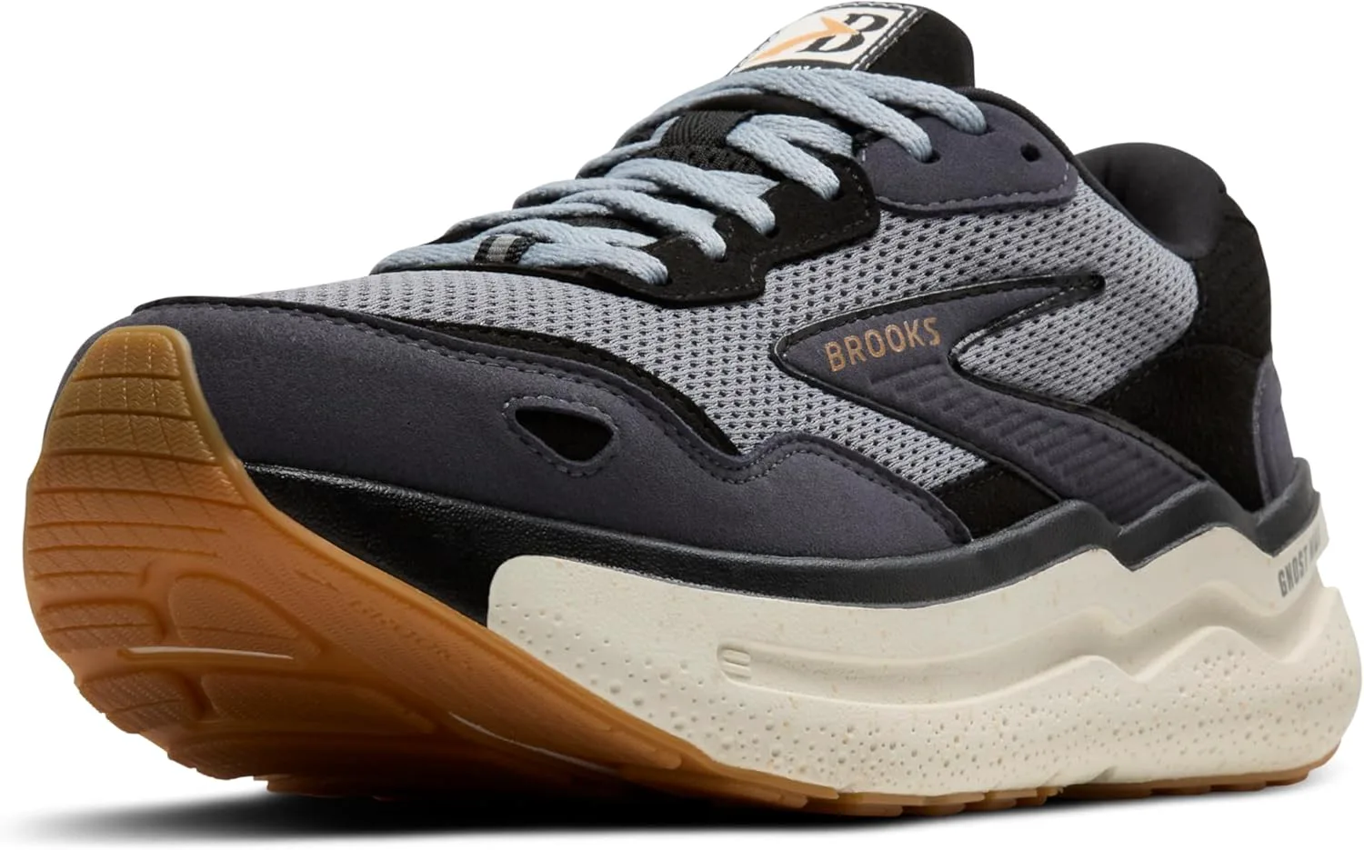 Мужские кроссовки Brooks Ghost Max из замши и кожи нейтральной модели для бега и ходьбы, черный — фото 3