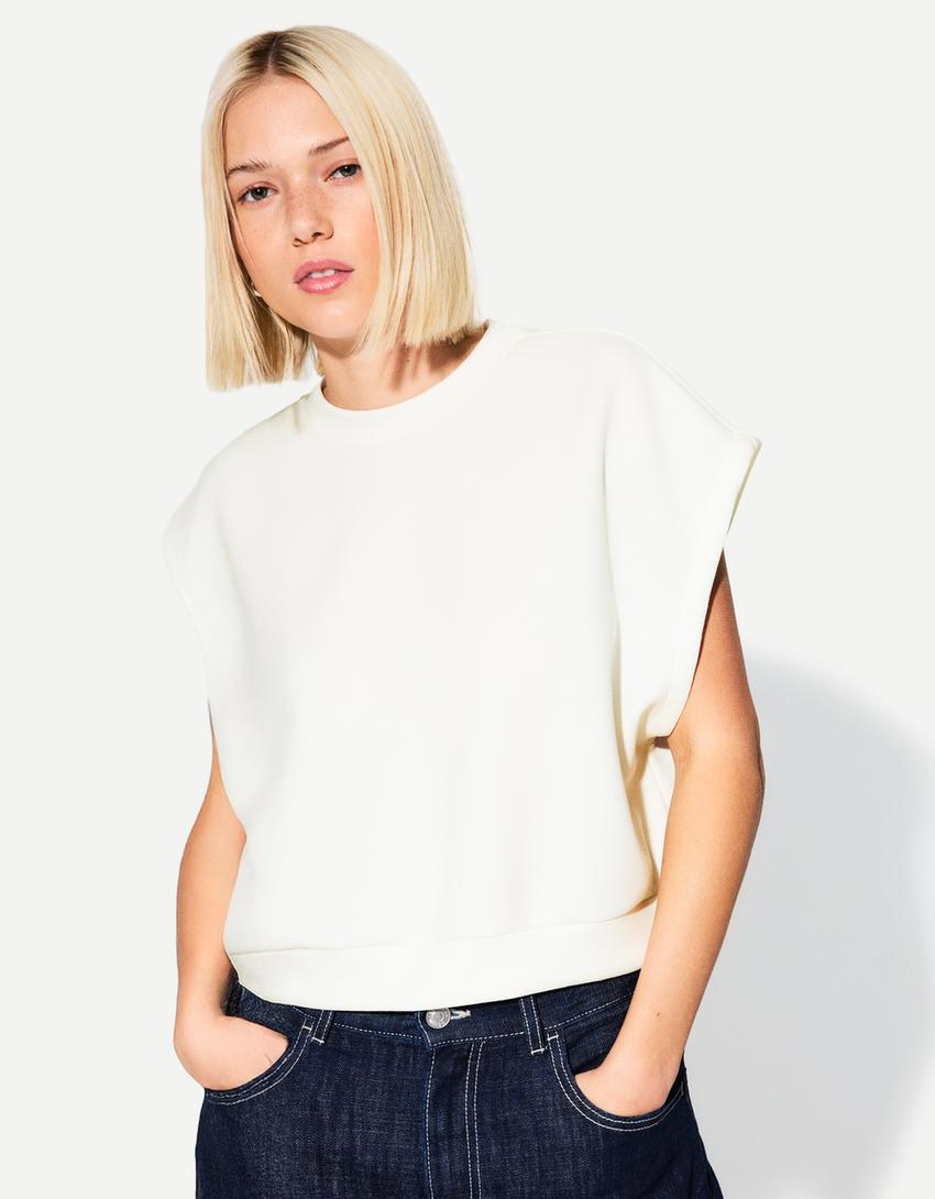 

Топ без рукавов Bershka, бежевый