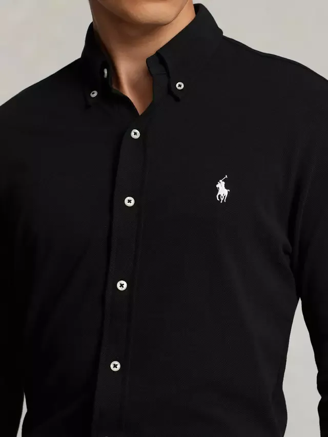 Хлопковая сетчатая рубашка на пуговицах Ralph Lauren, Polo Black — фото 3