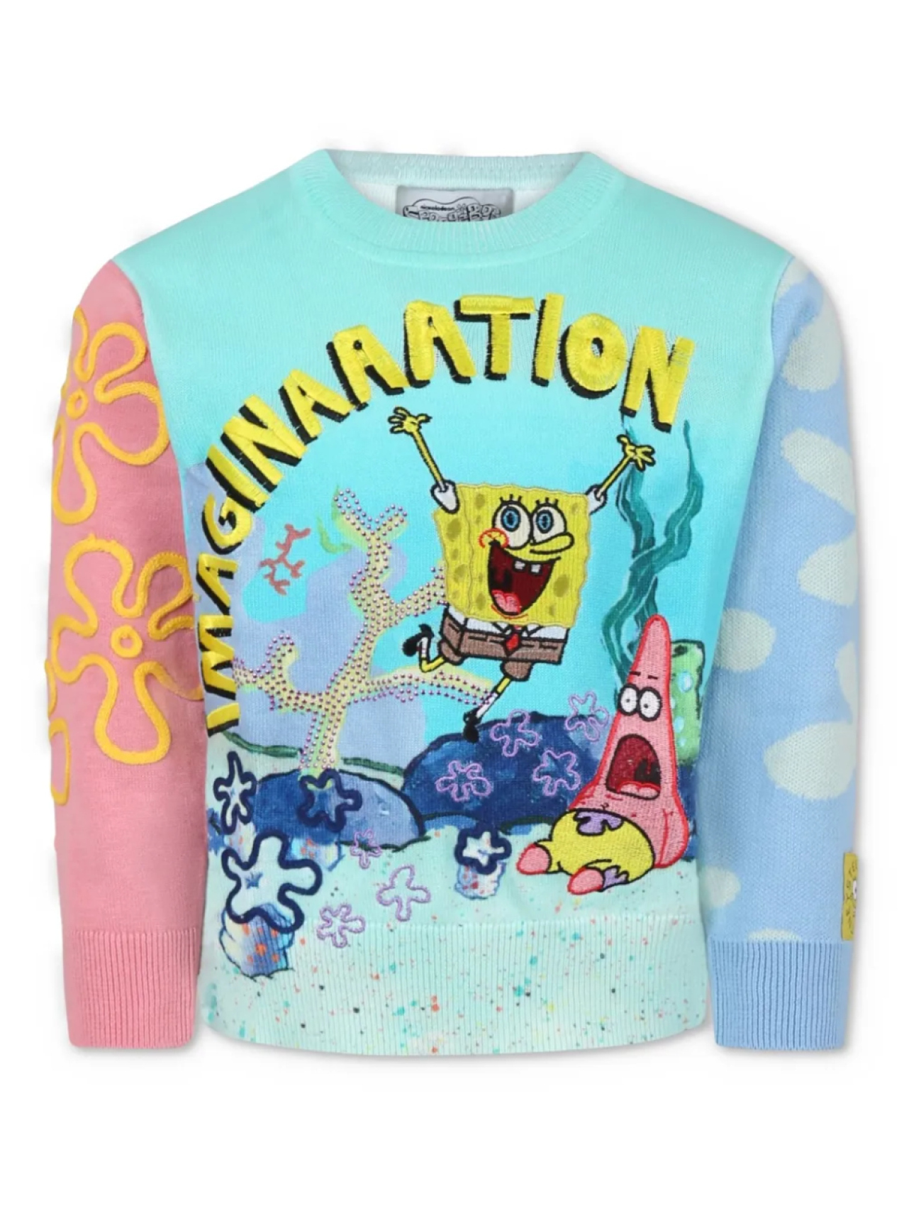 

Вышитый свитер с круглым вырезом Stella McCartney Kids x SpongeBob SquarePants, синий