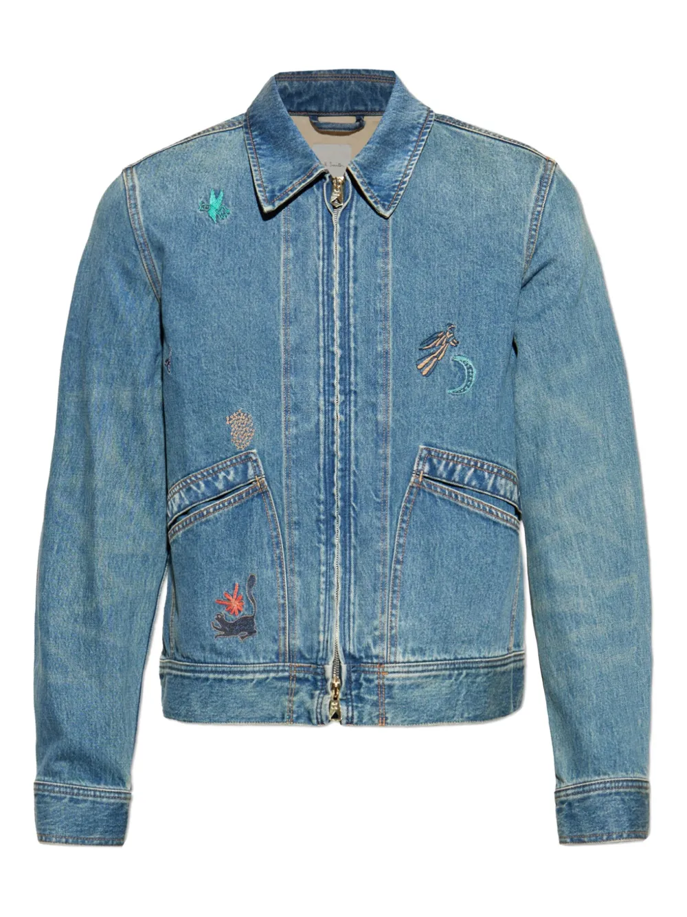

Джинсовая куртка на молнии с вышивкой Paul Smith, синий
