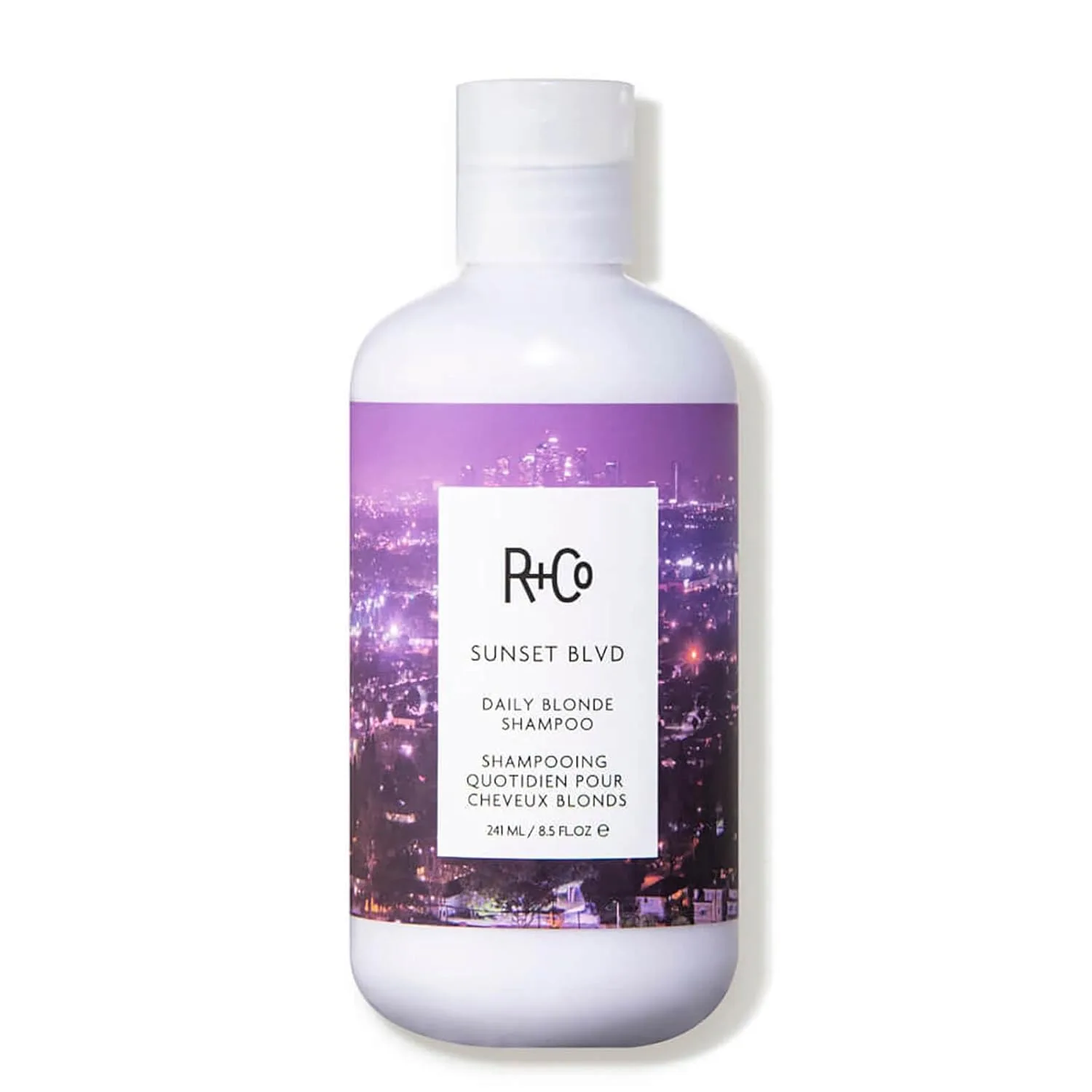 R+Co Sunset Blvd Daily Blonde шампунь для ежедневного осветления, борьбы с желтизной и увлажнения, веганский, без жестокости, 250 мл, silver