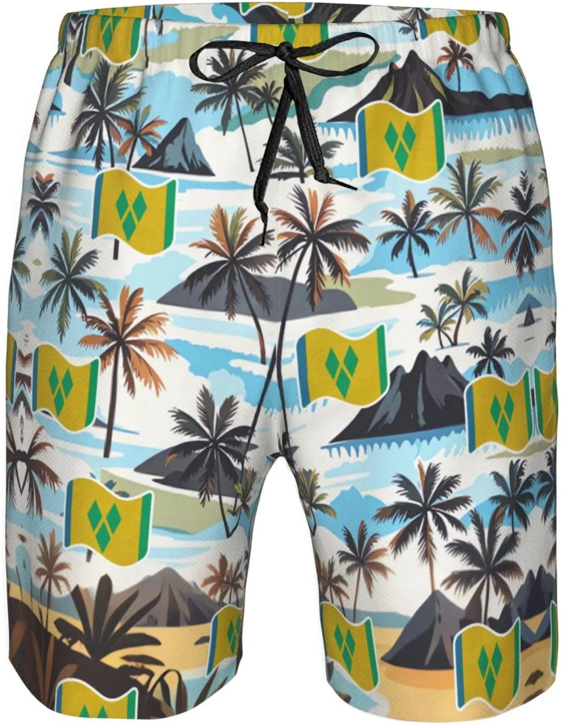Мужские плавки-шорты Sierra Leone Sierra Leonean Board Shorts Swim Trunks Generic, Saint Vincent And The Grenadines Flag — фото 4