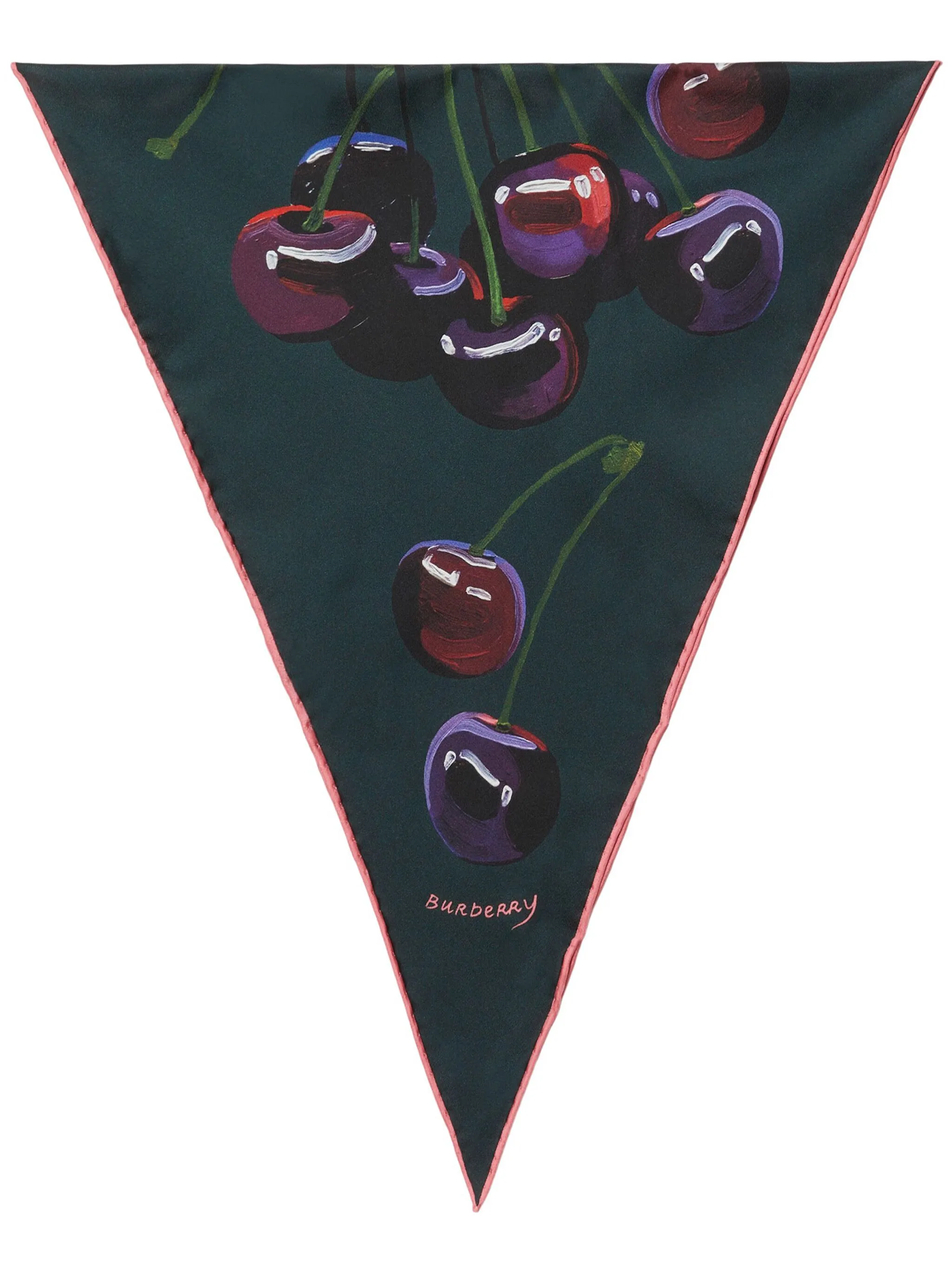 

Шелковый платок с принтом Cherry Burberry, зеленый
