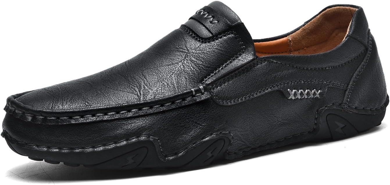 

Мужские премиальные слипоны WELRUNG с ручной прошивкой из ПУ, повседневные мокасины для прогулок и вождения, черный