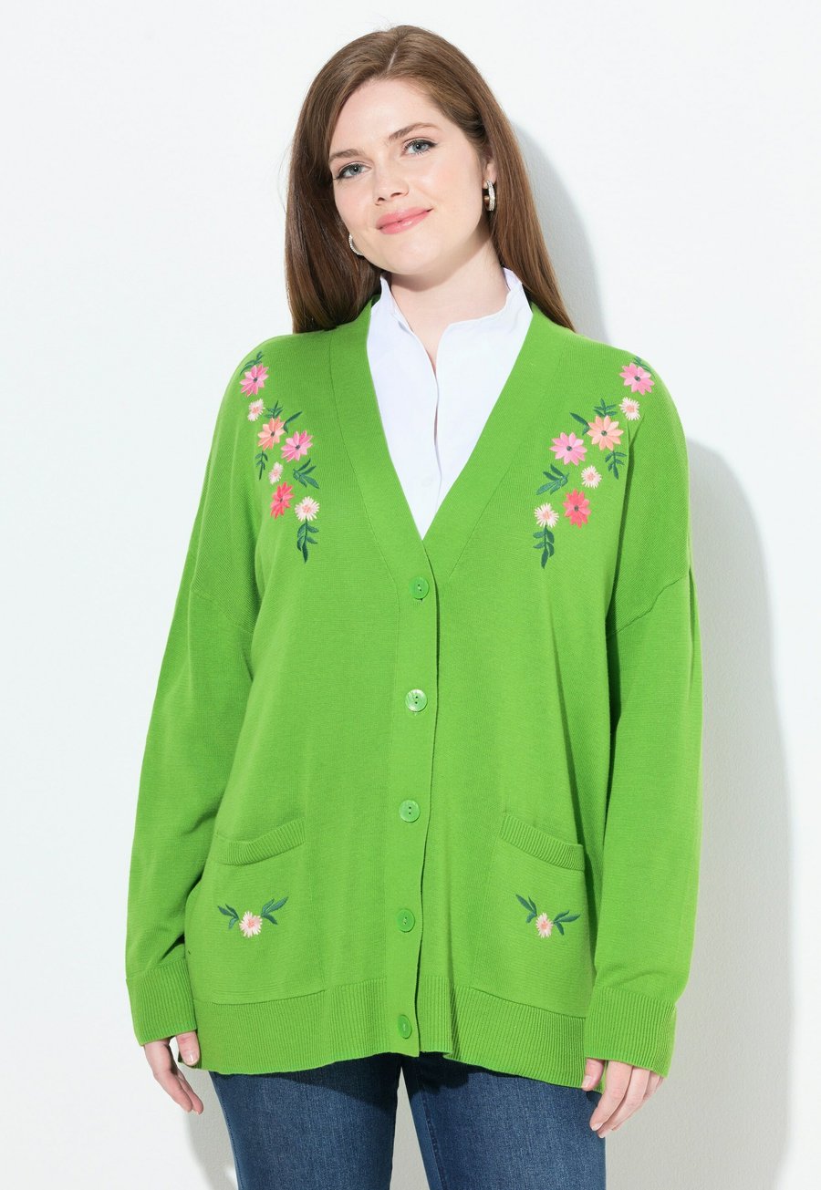 

Кардиган Ulla Popken FLOWER EMBROIDERED LONG SLEEVE, Grass Green/Green