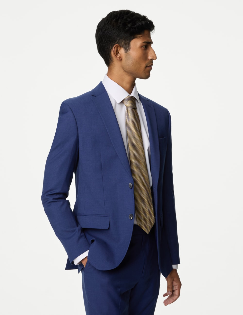 

Обтягивающий пиджак-стрейч Marks & Spencer, темный индиго