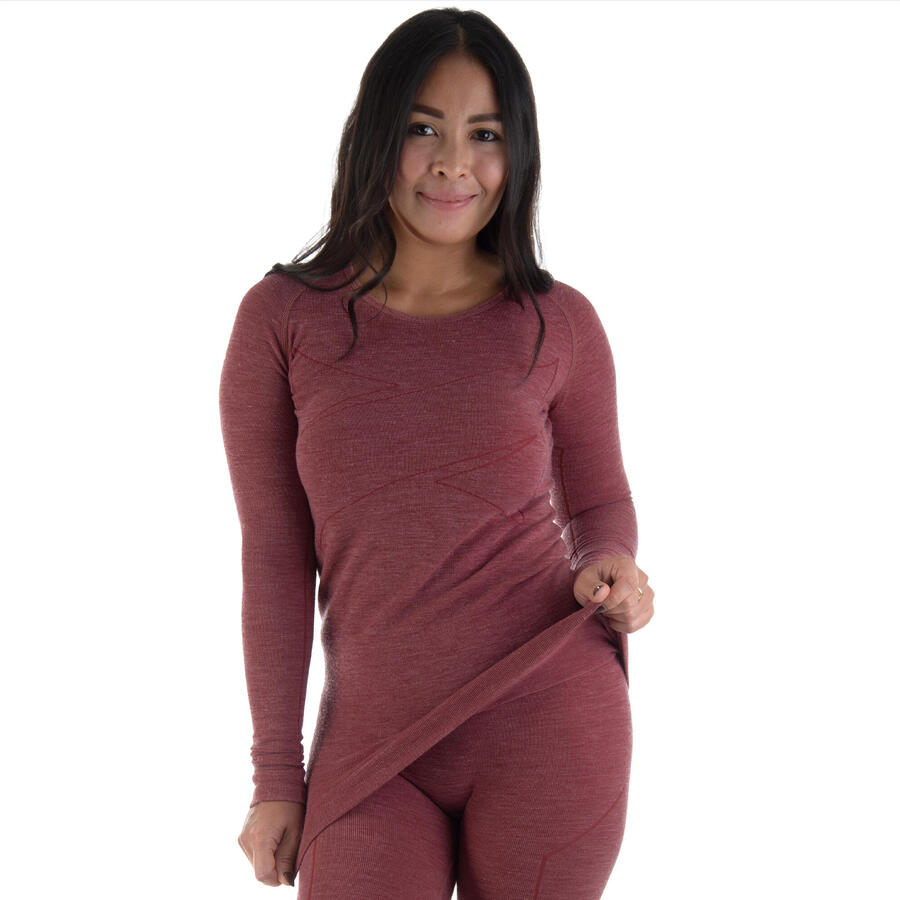 

BLACK SNAKE Женское термобельё с мериносовой шерстью | Майка с длинным рукавом | Красный меланж