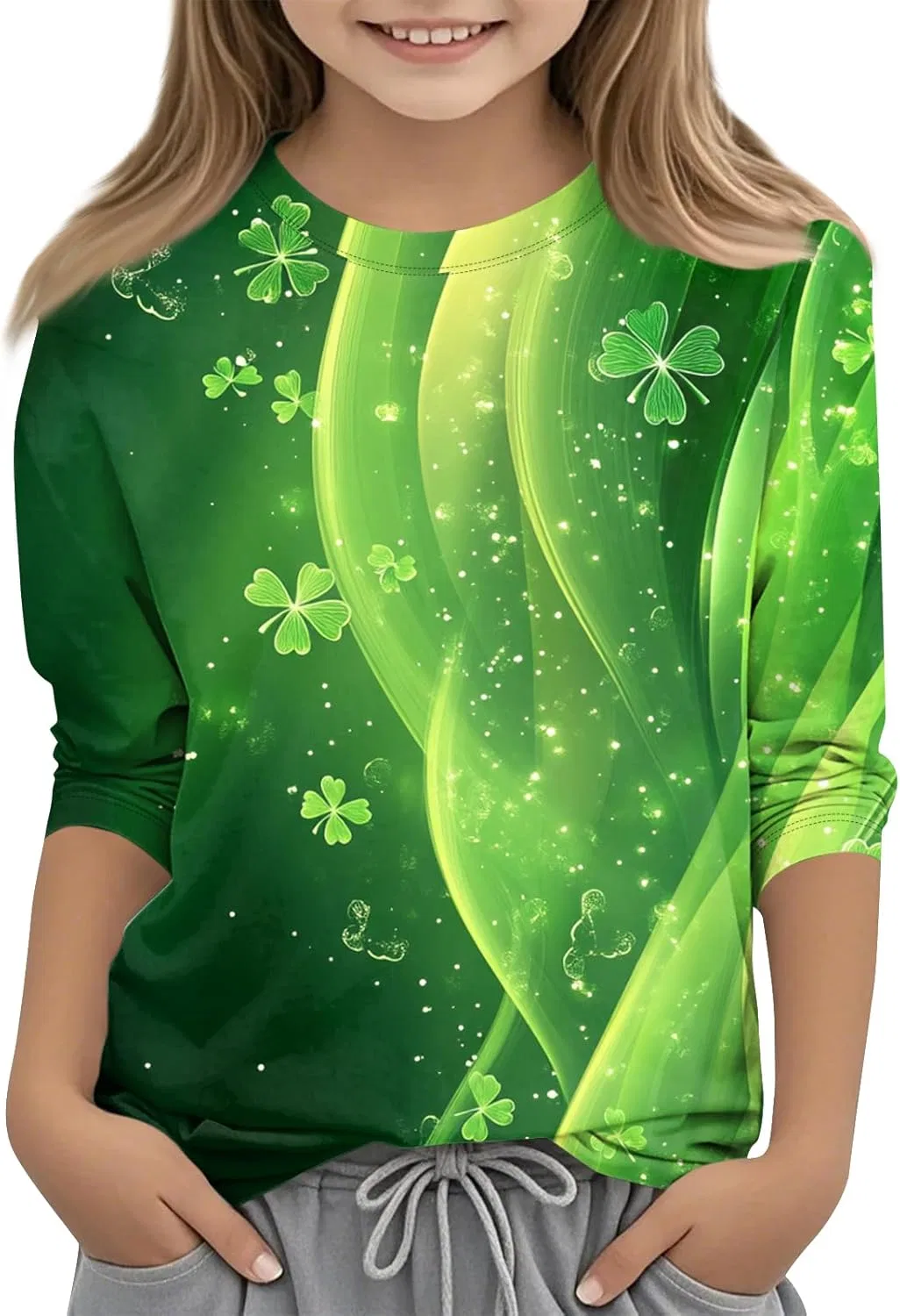 Футболка оверсайз с принтом St. Patrick's Day, девичья, 2-turquoise